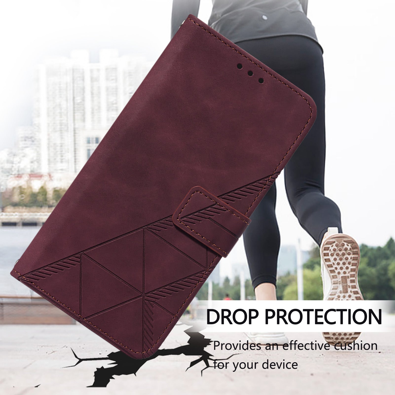 YB Imprinting Series-2 for Samsung Galaxy Z Fold6 5G Case PU Leather Imprinted Phone Cover with Shoulder Strap - Wine Red YB Imprinting Series-2 for Samsung Galaxy Z Fold6 5G Case PU Leather Imprinted Phone Cover with Shoulder Strap - Wine Red